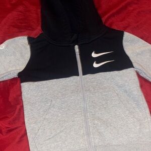 Unisex Nike Black and Light Grey Kids Zip-Up Hoodie